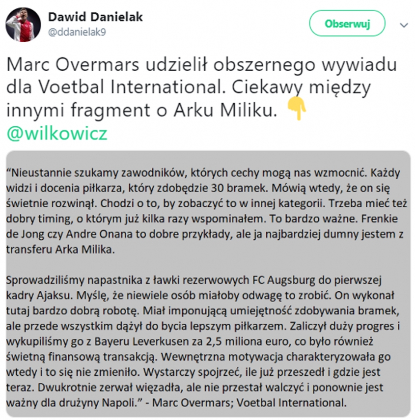 Dyrektor sportowy Ajaksu zdradził, z którego transferu jest najbardziej dumny!